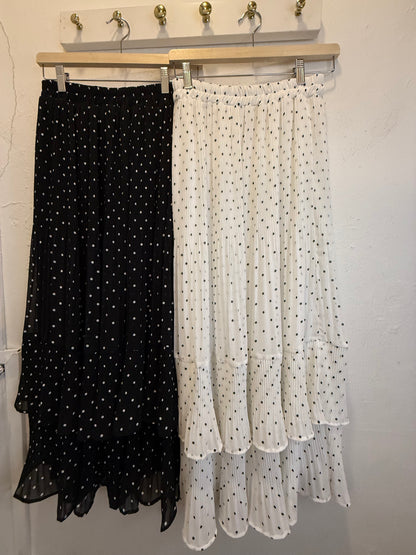 Marissa Layered Polka Dot Cake Skirt in White