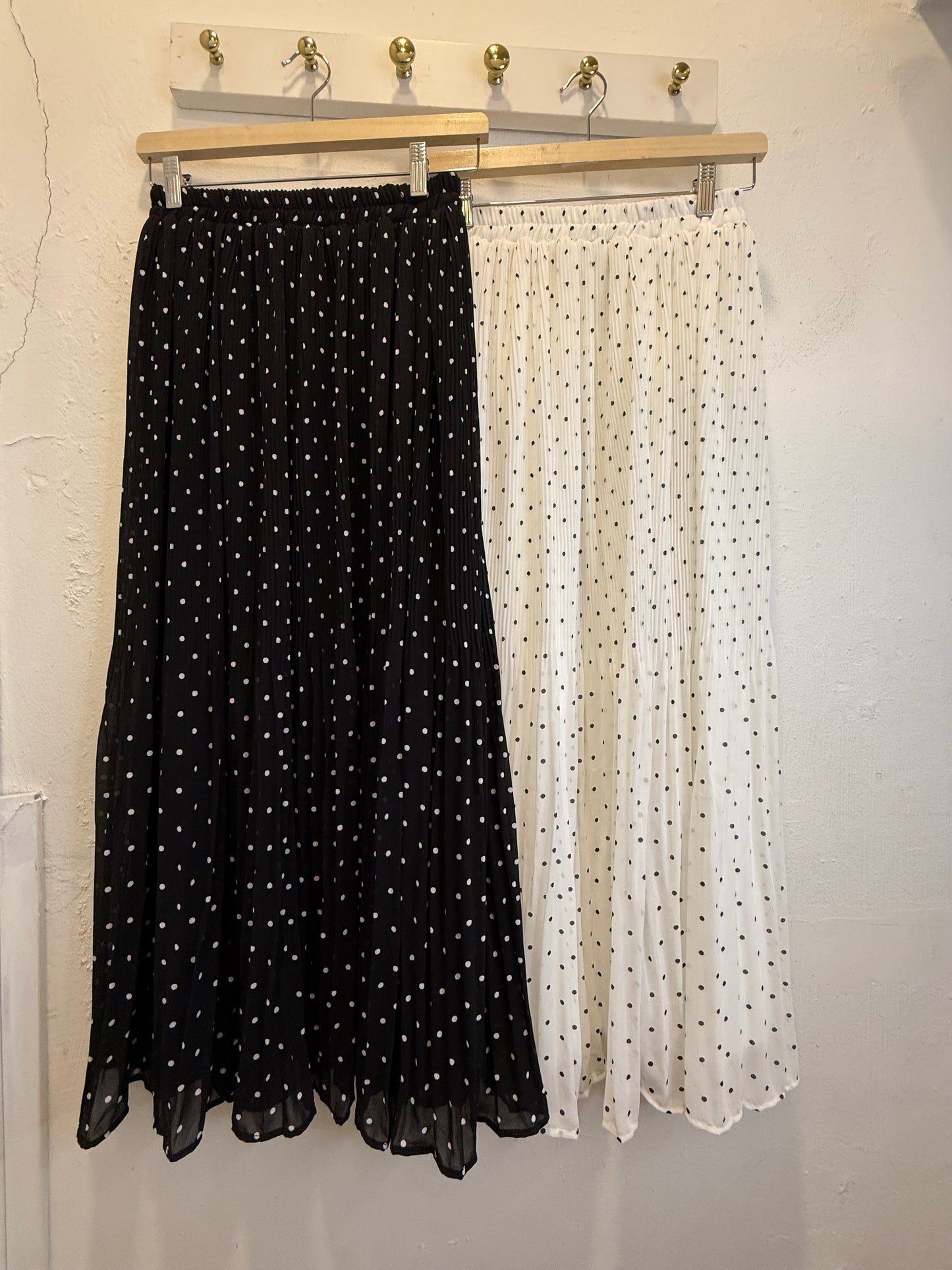 Manessa Flare Cut Polka Dot Skirt in Black