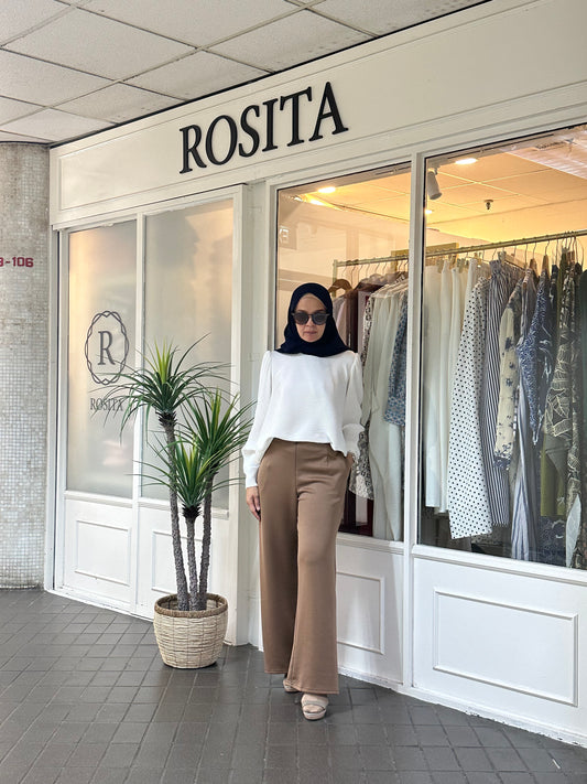 Adelle Stretchable Scuba Pants in Taupe (NEW!)
