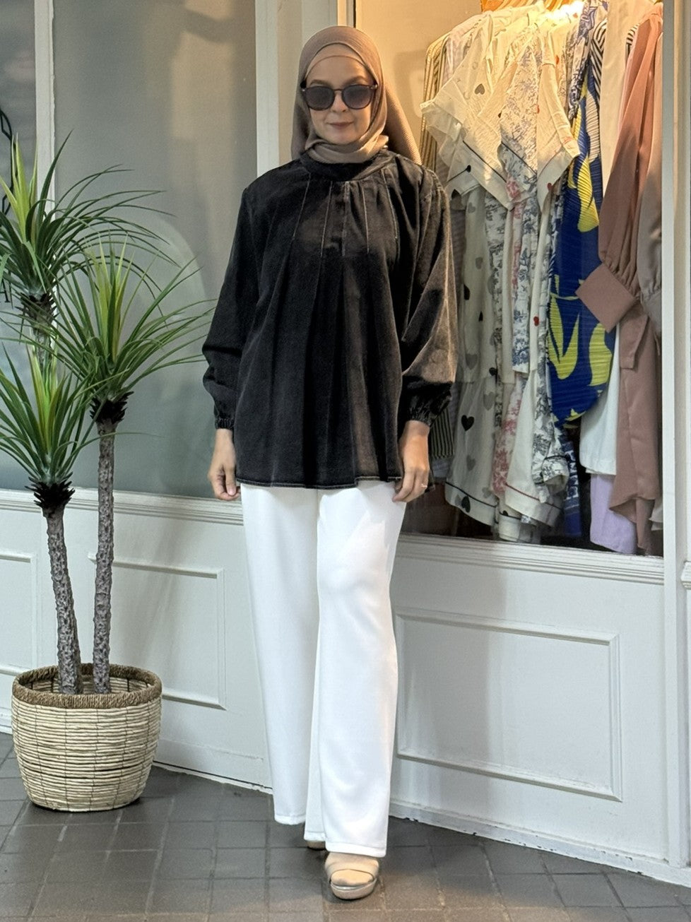 Faye Denim Top in Ash Grey (NEW!)
