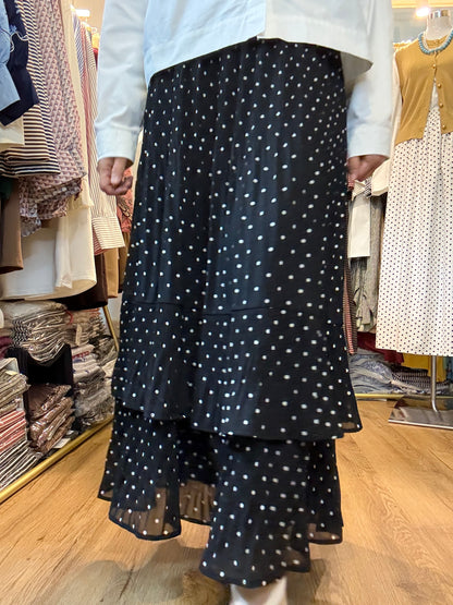 Marissa Layered Polka Dot Cake Skirt in Black