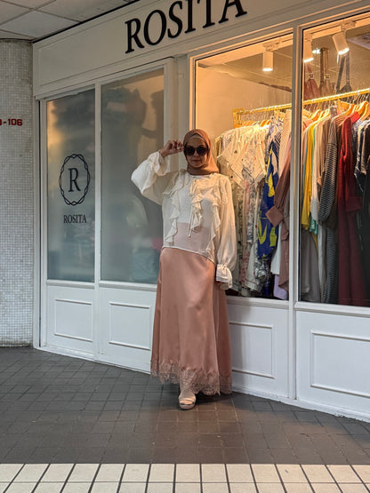 Marsha Satin Lace Skirt in Rose Gold (NEW!)