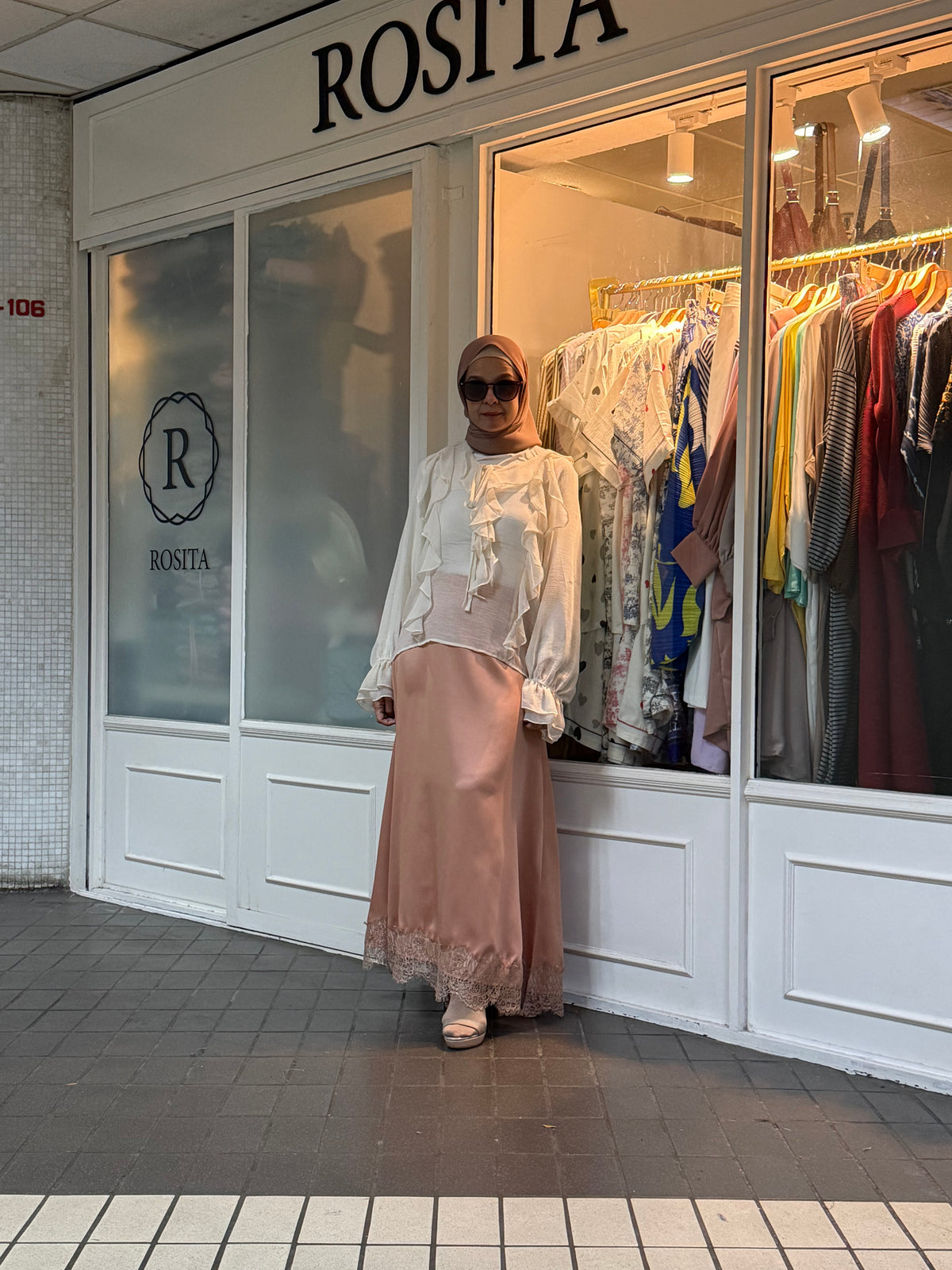Marsha Satin Lace Skirt in Rose Gold (NEW!)