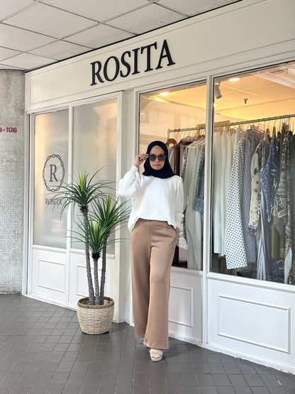 Adelle Stretchable Scuba Pants in Taupe (NEW!)