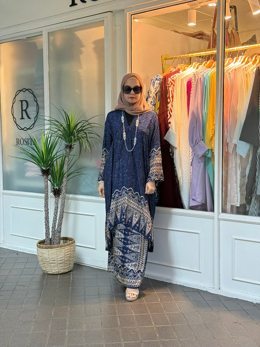 Sarina Batik Kurung Set in BS03 Midnight Blue (NEW!)