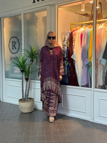 Sarina Batik Kurung Set in BS04 Eggplant (NEW!)