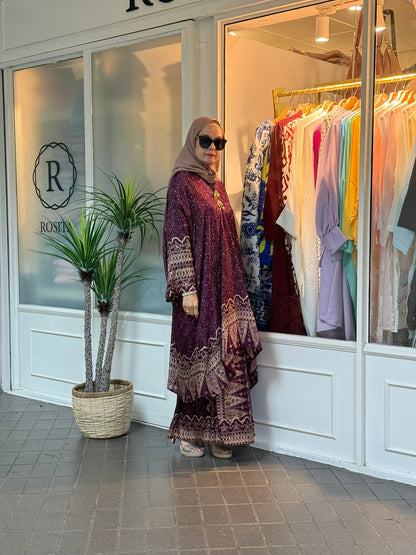 Sarina Batik Kurung Set in BS04 Eggplant (NEW!)