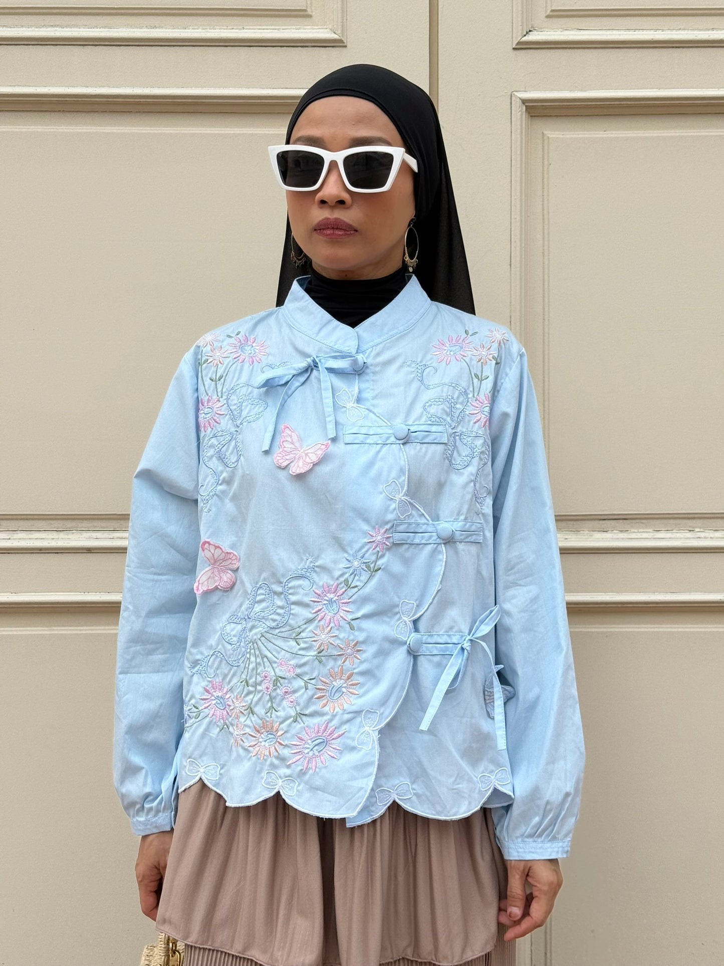 Lily Embroidery Blouse in Baby Blue (NEW!)