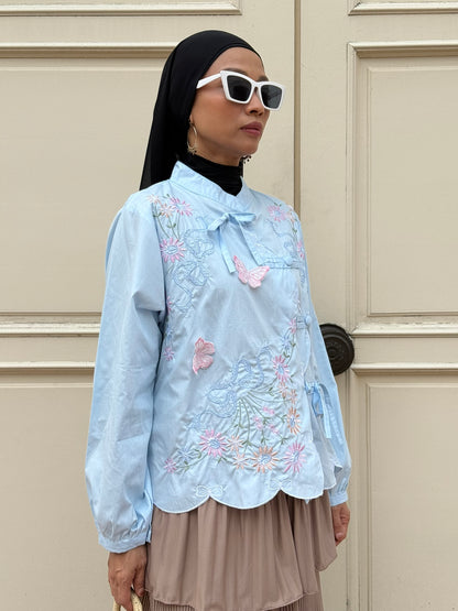 Lily Embroidery Blouse in Baby Blue (NEW!)