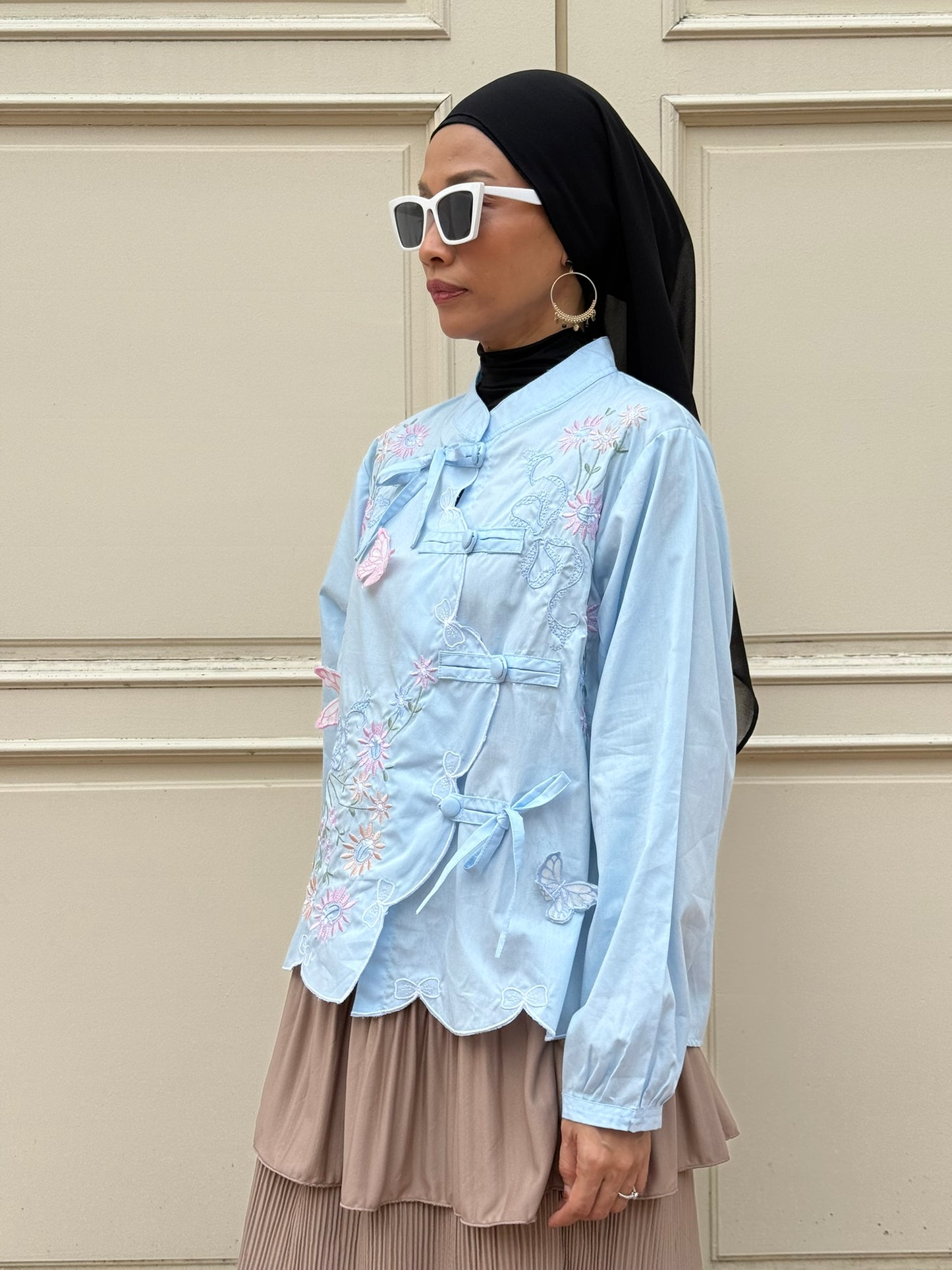 Lily Embroidery Blouse in Baby Blue (NEW!)