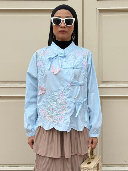 Lily Embroidery Blouse in Baby Blue (NEW!)