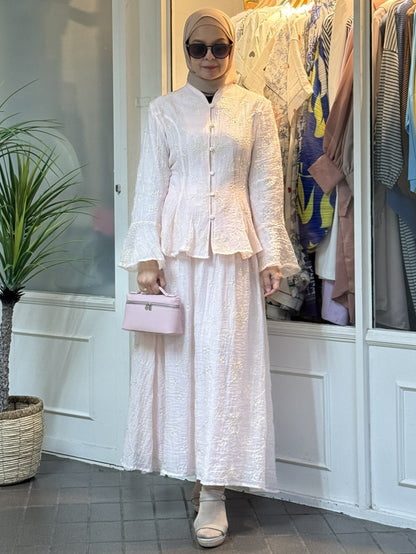 Bella Floral Embroidered Skirt Set in Baby Pink (NEW!)
