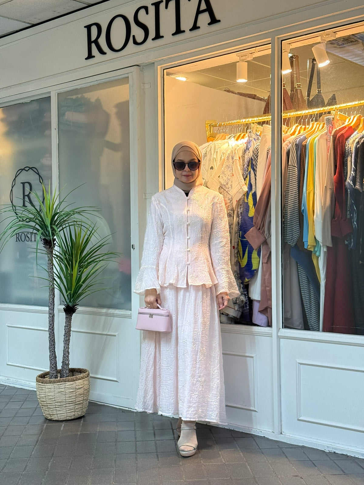 Bella Floral Embroidered Skirt Set in Baby Pink (NEW!)
