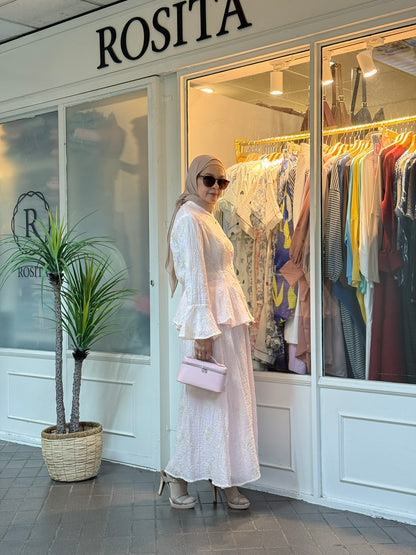 Bella Floral Embroidered Skirt Set in Baby Pink (NEW!)