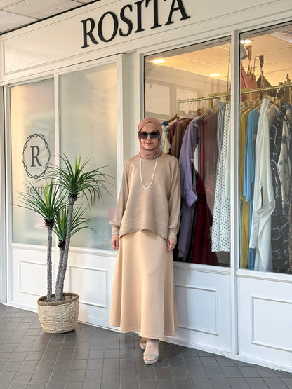 Sally A-Line Scuba Skirt in Beige (NEW!)