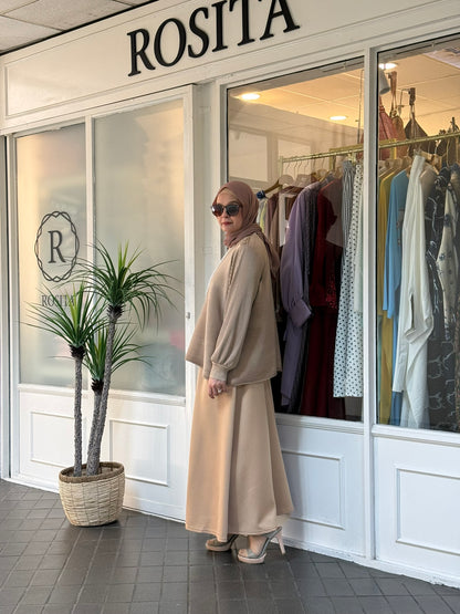 Sally A-Line Scuba Skirt in Beige (NEW!)