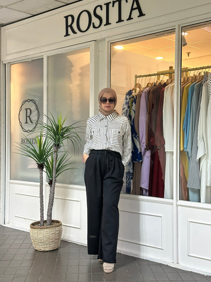Elise Cotton Ruffles Pants 2.0 in Black (NEW!)