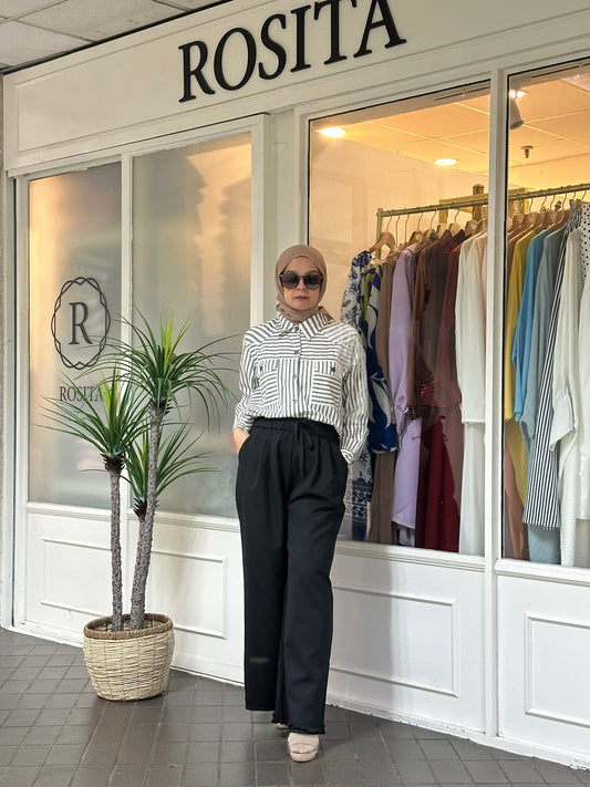 Elise Cotton Ruffles Pants 2.0 in Black (NEW!)