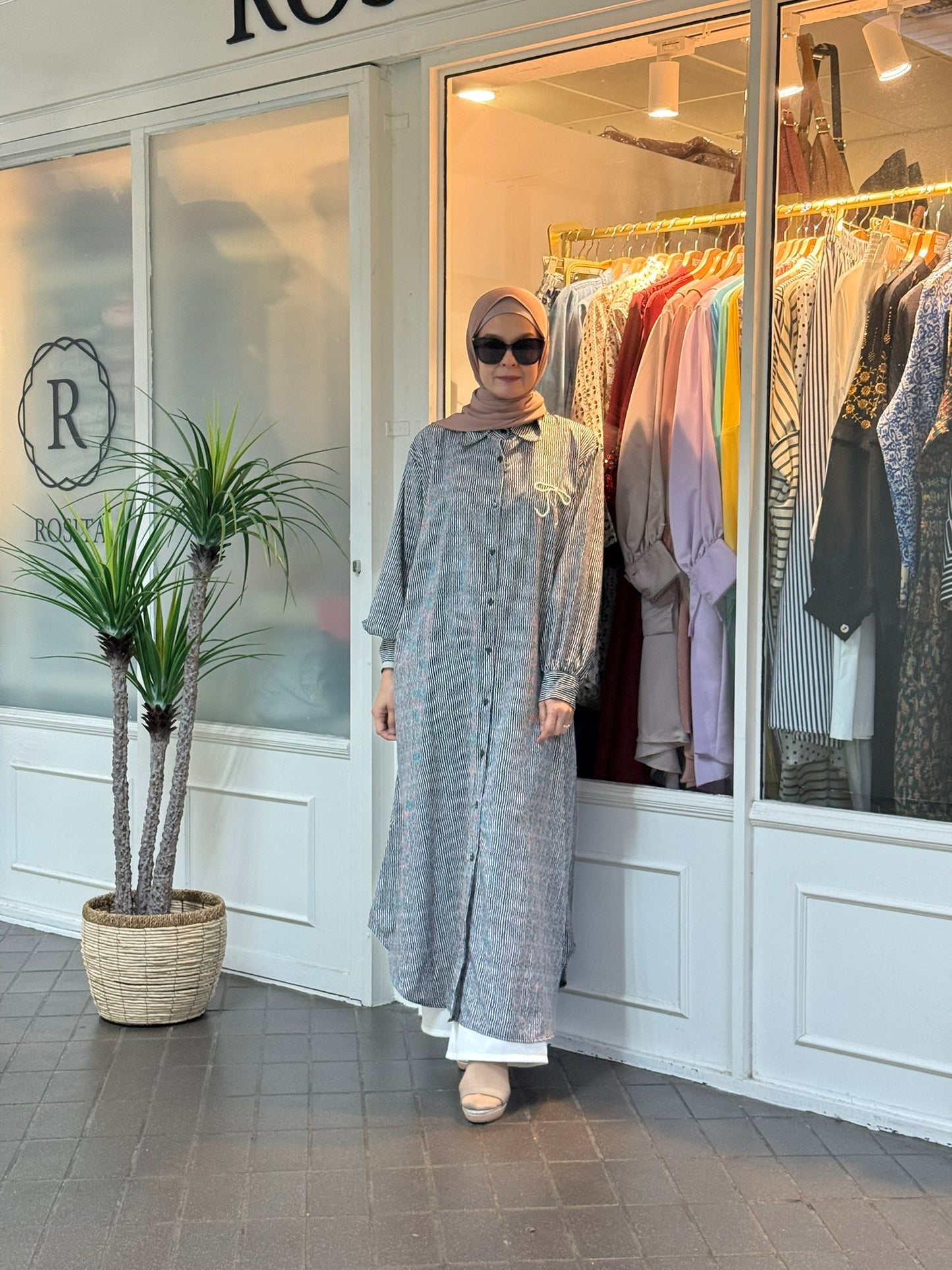 Sofea Long Tunic in Black Stripes (NEW!)
