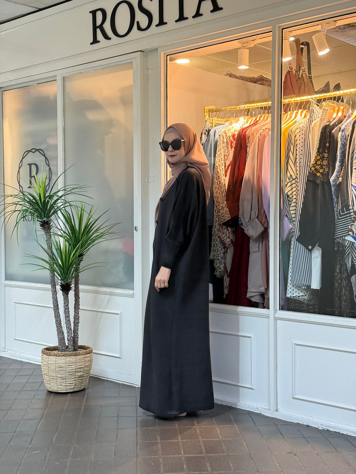 Reena Pleated Batwing Button Dress in Black (NEW!)