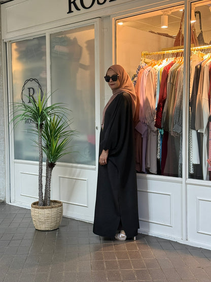 Azzahra Pleated Long Kaftan in Black (NEW!)