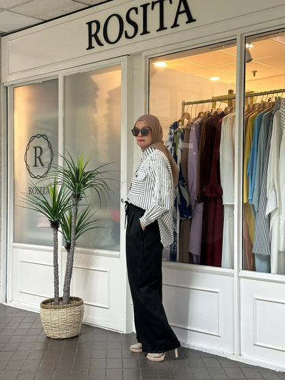 Elise Cotton Ruffles Pants 2.0 in Black (NEW!)