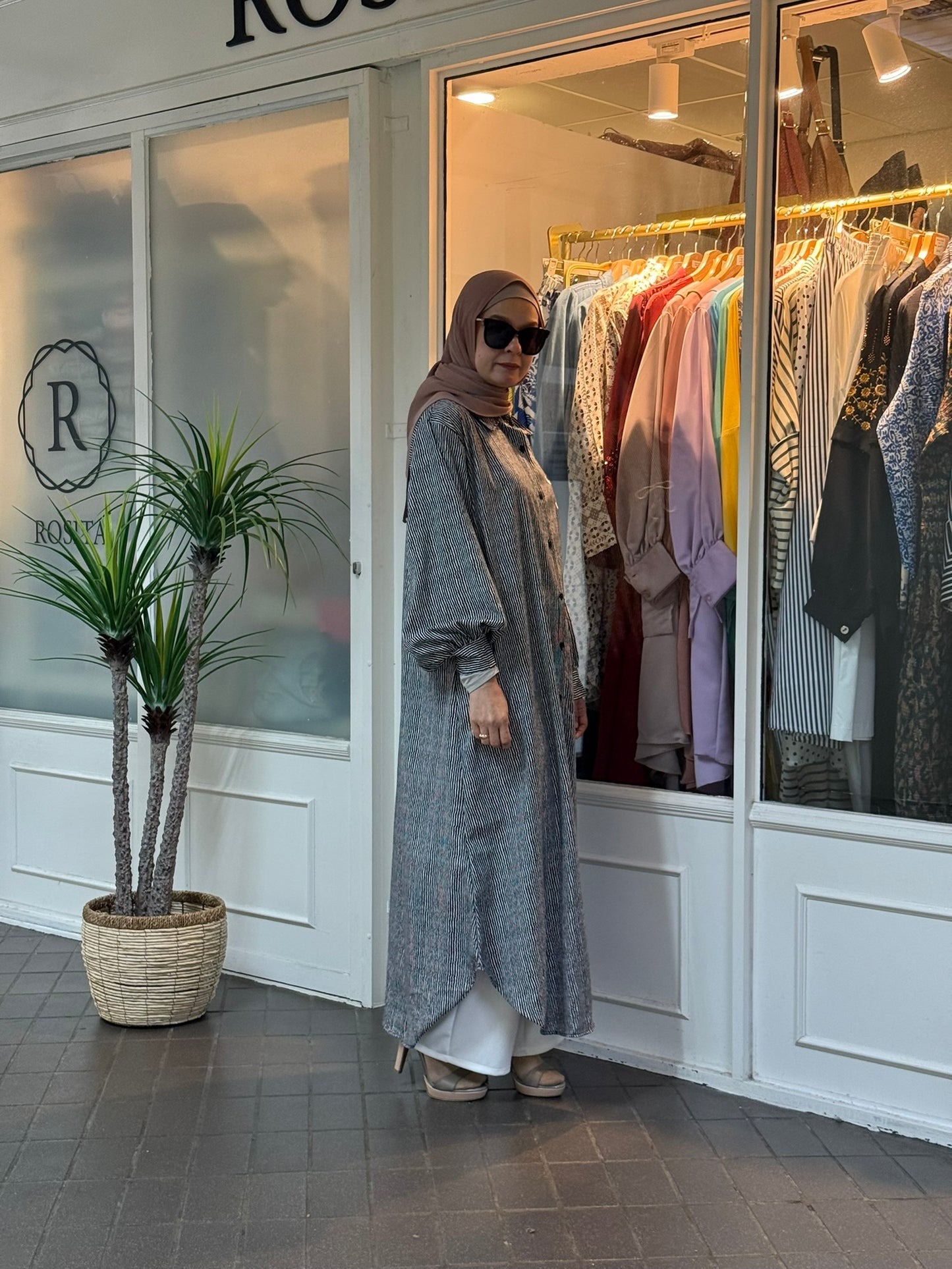 Sofea Long Tunic in Black Stripes (NEW!)