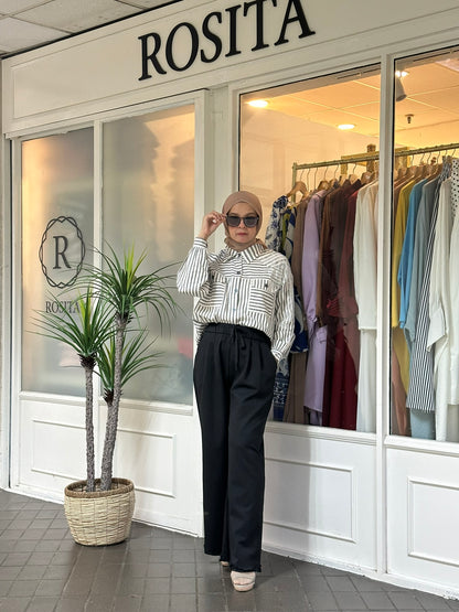 Elise Cotton Ruffles Pants 2.0 in Black (NEW!)