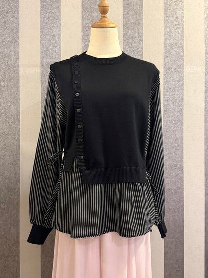 Elena Vest Striped Top in Black (NEW!)