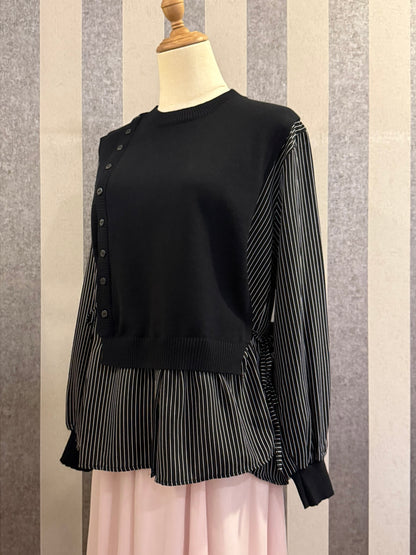 Elena Vest Striped Top in Black (NEW!)