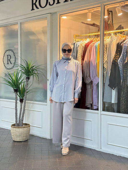 Lula Buttoned Down Blouse in Blue Collared (NEW!)