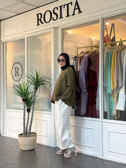 Naomi Drawstring Pants in Bone (NEW!)