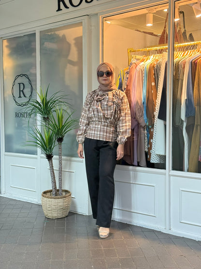 Hyojin Peplum Top in Brown (NEW!)
