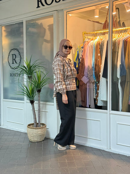 Hyojin Peplum Top in Brown (NEW!)