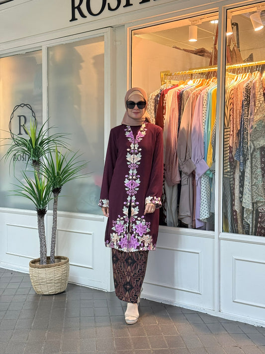 Kebaya Sulam Che Nom in Burgundy (Early Bird Promo)