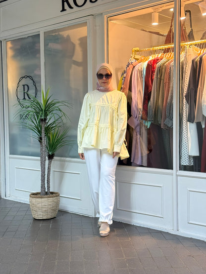 Lucy Asymmetrical Tiered Top in Butter Yellow (NEW!)