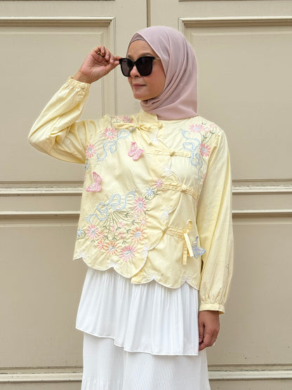 Lily Embroidery Blouse in Butter Yellow (NEW!)