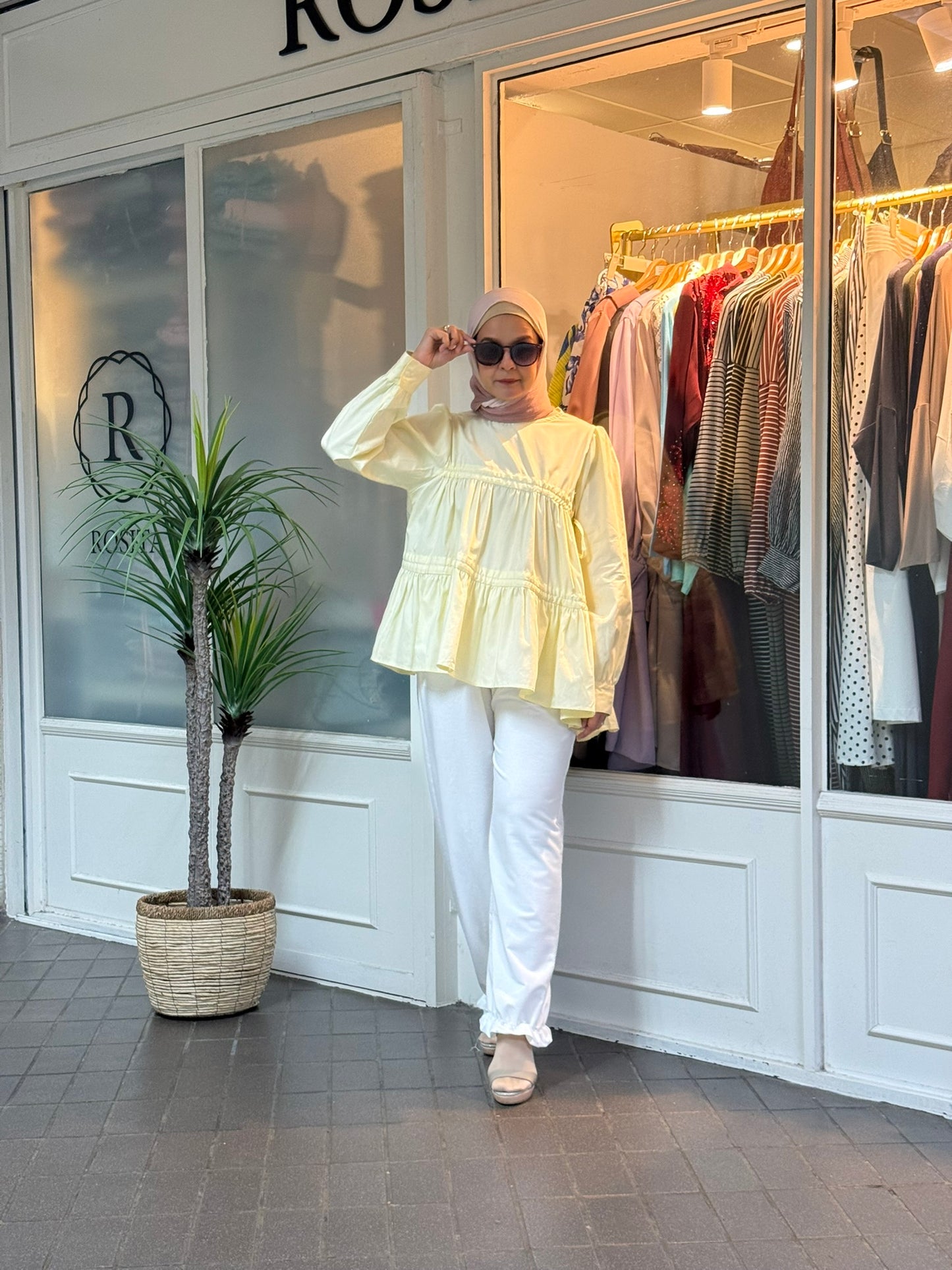 Lucy Asymmetrical Tiered Top in Butter Yellow (NEW!)