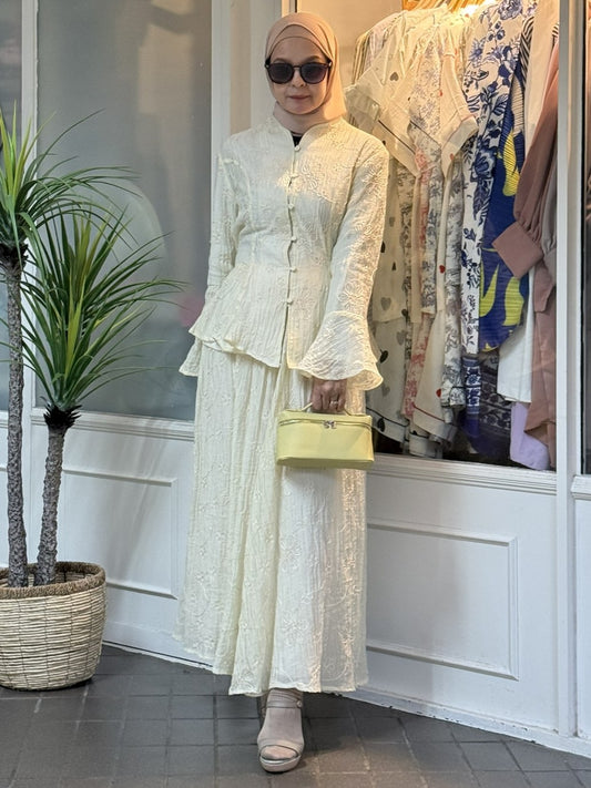 Bella Floral Embroidered Skirt Set in Butter (NEW!)