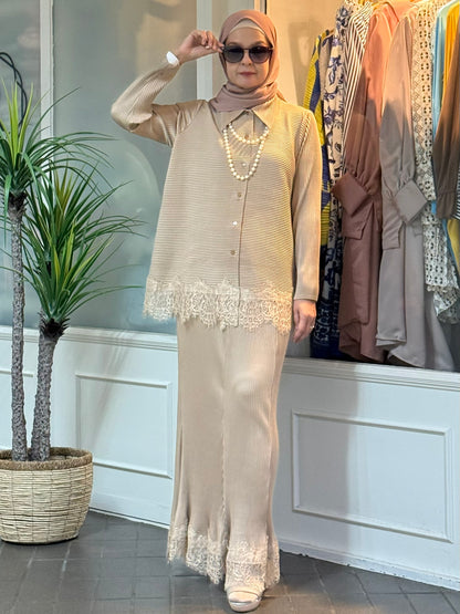 Sonia Pleated Skirt Set in Champagne (NEW!)