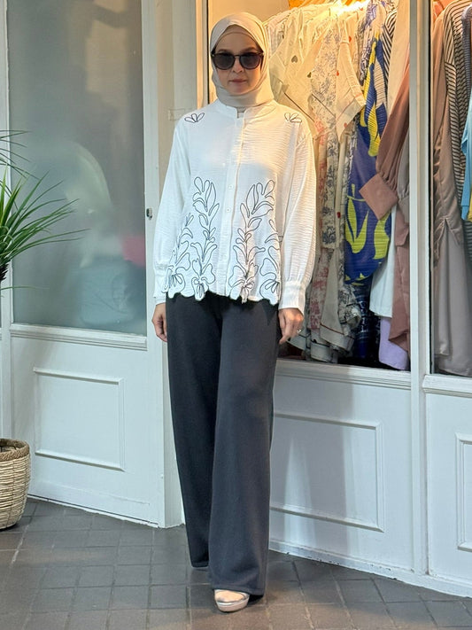 Adelle Stretchable Scuba Pants in Charcoal