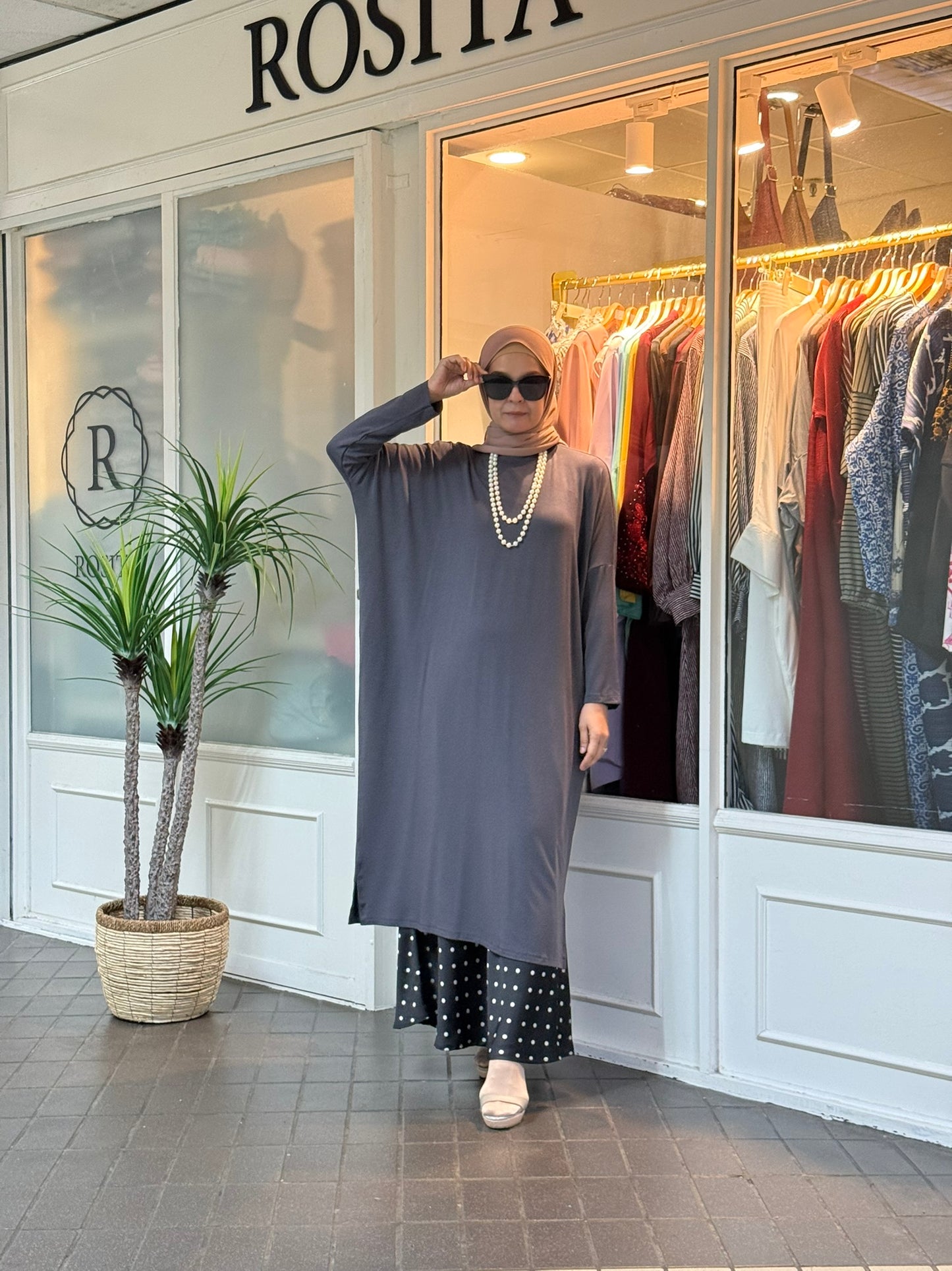Yuna Batwing Tunic in Charcoal (NEW!)