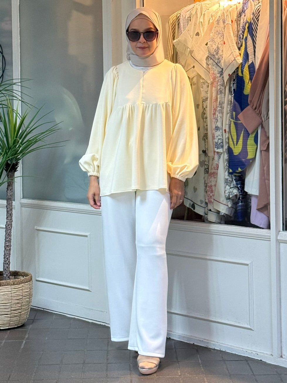 Lisa Babydoll Top in Cream (NEW!)