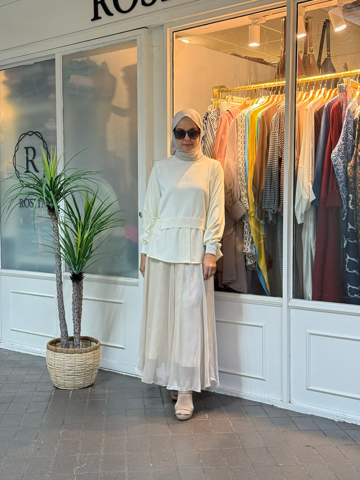 Elma Layered Knit Blouse in Cream (NEW!)
