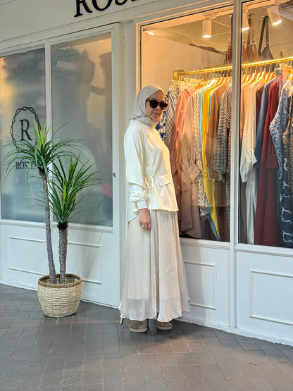 Elma Layered Knit Blouse in Cream (NEW!)