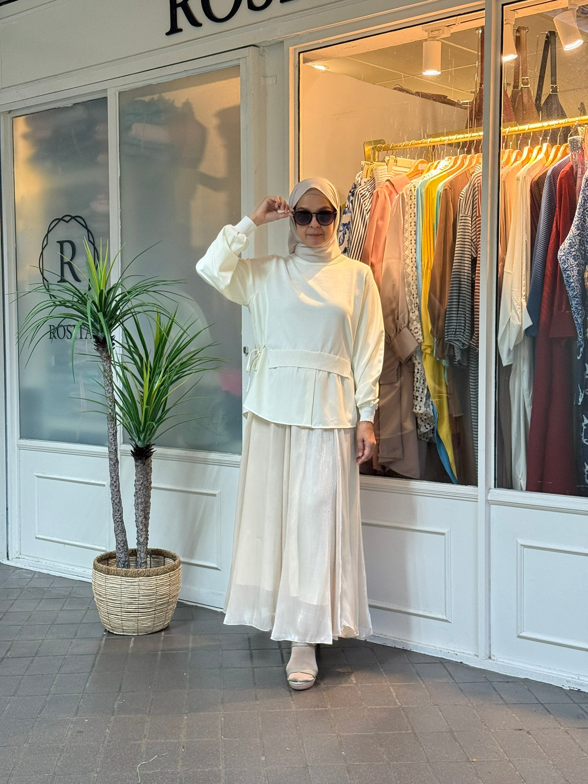 Elma Layered Knit Blouse in Cream (NEW!)