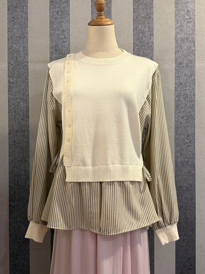Elena Vest Striped Top in Creme (NEW!)