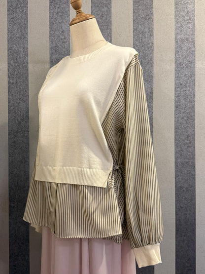 Elena Vest Striped Top in Creme (NEW!)