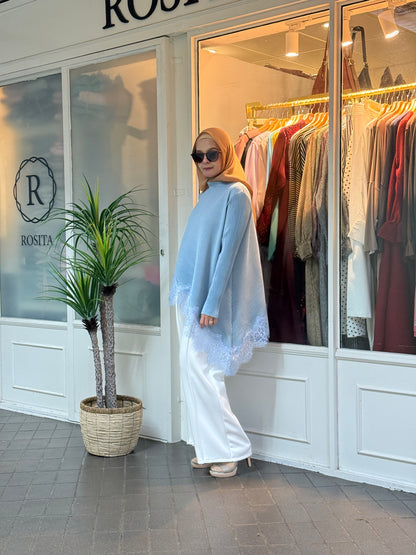 Chantel Embroidery Pleated Top in Baby Blue (NEW!)