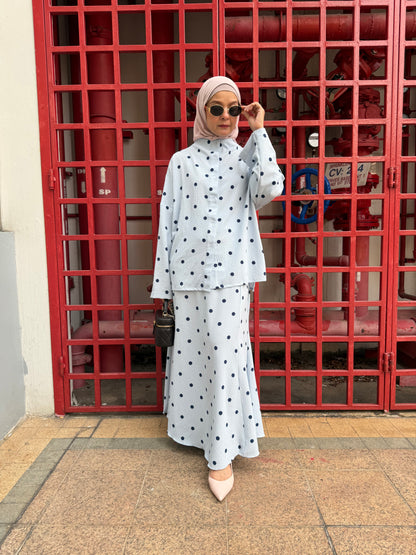 Jelita Polka Dot Co-Ord Set in Light Blue (NEW!)